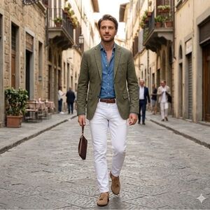 Military Green Cotton Jacket – Size 38R / Medium – Casual Smart Blazer - H&M